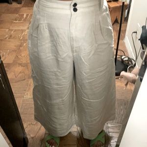 H&M size 4 high waist, wide leg linen pants, cropped